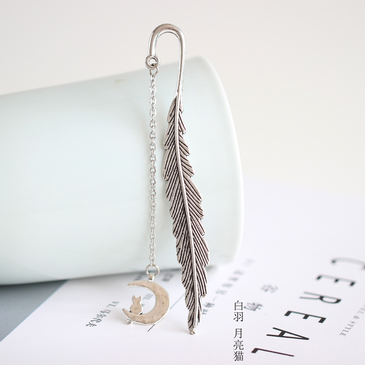 New Style Retro Metal Feather Bookmark Classical Creative Student Stationery Graduation Gift