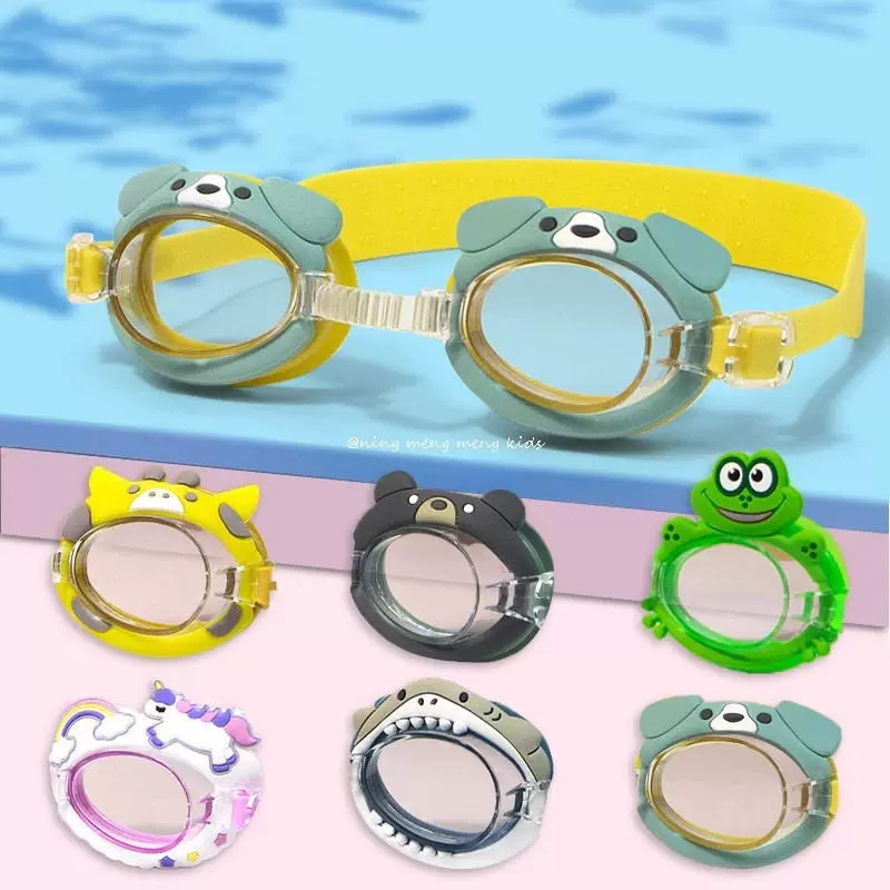 儿童卡通泳镜公仔3D立体青蛙鲨鱼泳镜标PVC软胶标橡胶标