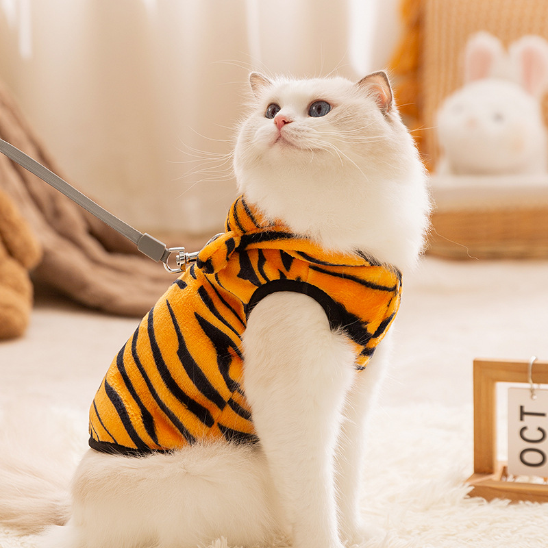가을, 겨울 호랑이 귀여운 스타일 작은 동물 변형 조끼 푸른 고양이 새끼 고양이 털이 고양이 BIPED 애완 동물 옷