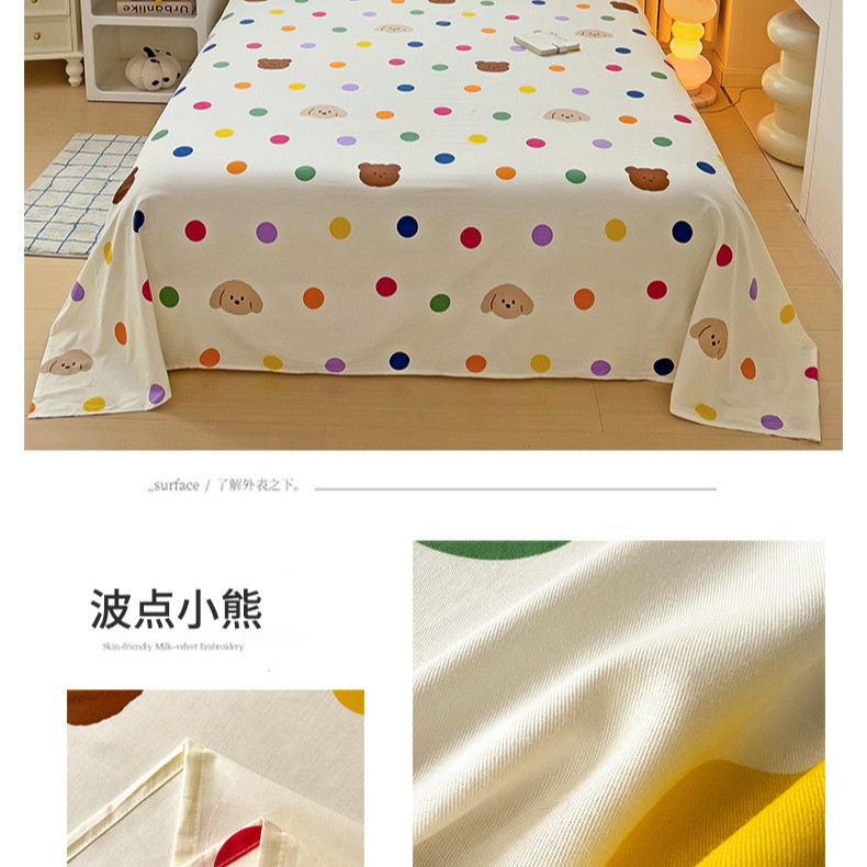 Sábana de algodón de dibujos animados pieza individual 100 sábana de algodón dormitorio para niños funda de almohada de cama individual traje de tres piezas 2025 nuevo