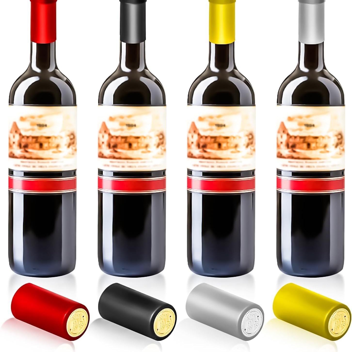 源头带撕拉条PVC胶帽翻口直口玻璃瓶热缩膜橄榄油酱油红酒封口