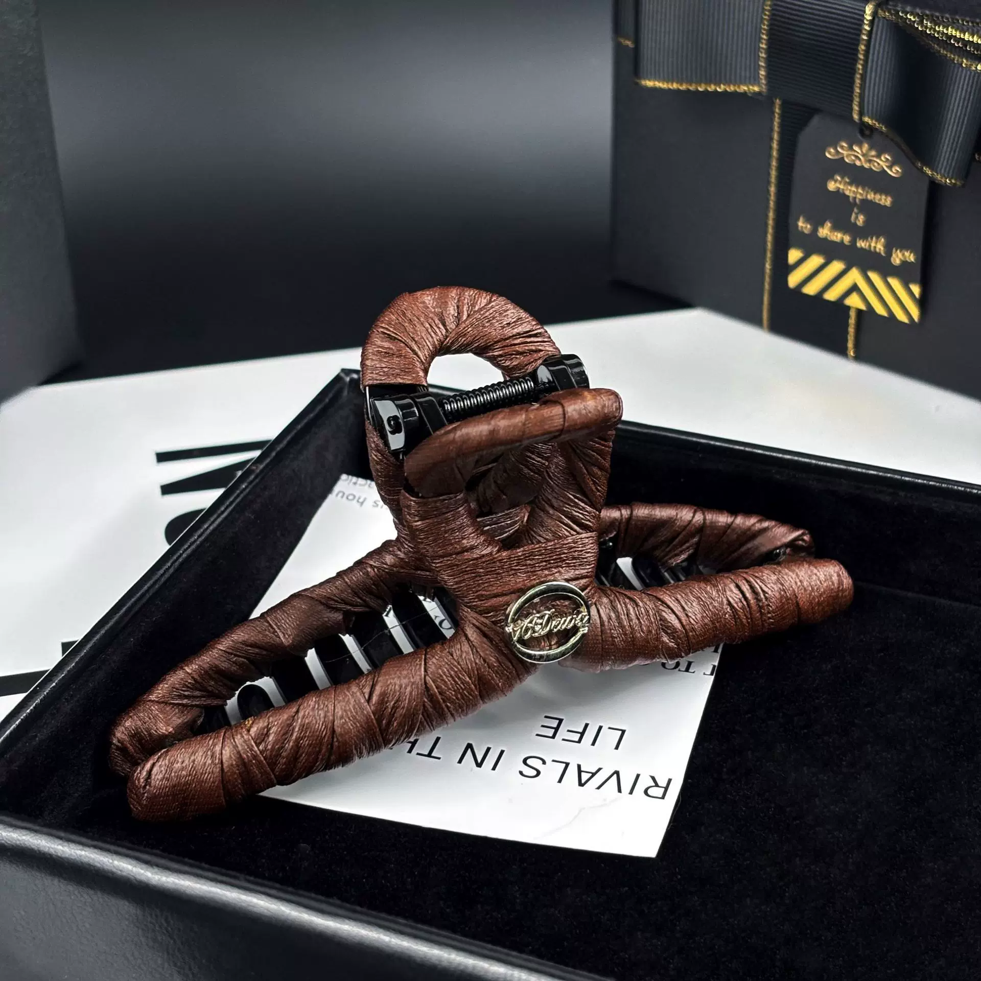 韩国秋冬高级皮质感蝴蝶结发时尚简约鲨鱼夹刘海夹发饰女可旋转