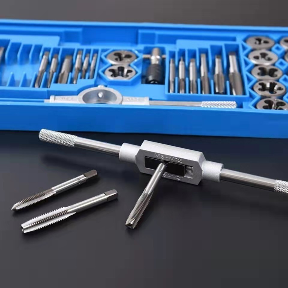 Set of Tapered Plug Tap and Taper Die Set, High-Quality Complete Set of Tapered Plug Tap and Taper Die Holder, Tap and Die Set with 12 Pieces, 110-Piece Tapered Tap and Die Set