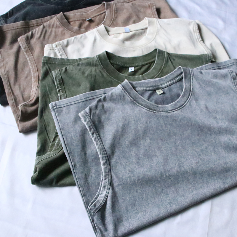 High-Quality Clearance Items [Labels May Be Cut, Please Be Cautious When Purchasing] Men's Summer Washed Cotton Round-Neck Sleeveless T-Shirt