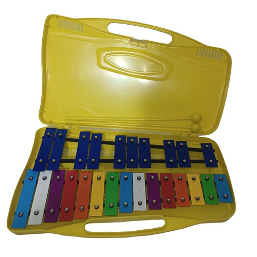 Orr percussion instrument children's 25-tone playing piano twenty-five-tone yellow box color chip knocking piano box 25-tone aluminum plate piano