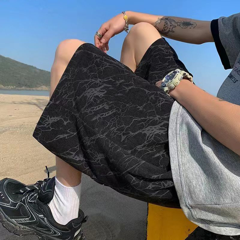 Men's American Style High Street Summer Loose Casual Sports Capri Pants Trendy Plus Size Mid Length Shorts_viptrois.com