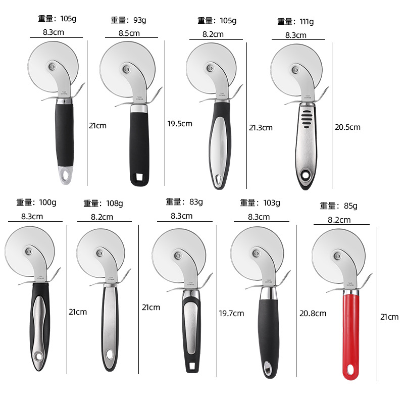 Cortador de pizza de acero inoxidable con rueda giratoria, herramienta para repostería y panqueques