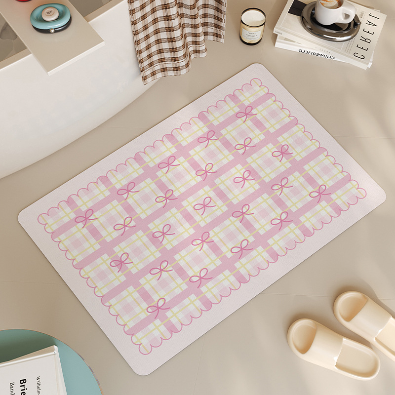 Ins Style Girly Bathroom Bathtub Absorbent Diatom Mud Floor Mat Stain-Resistant Dust-Proof Room Decoration Foot Mat Dropshipping