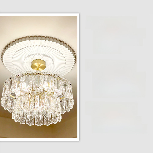 French-style PU ceiling light panel, minimalist round ceiling fixture, decorative pendant lamp base, faux-gypsum circular disc, floral-patterned ceiling mount