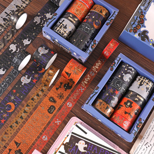 Cross-border Halloween Bronzing and Paper Tape Ghost Bat Hand Account Decorative Stickers Creative Cute Hand Account Tape