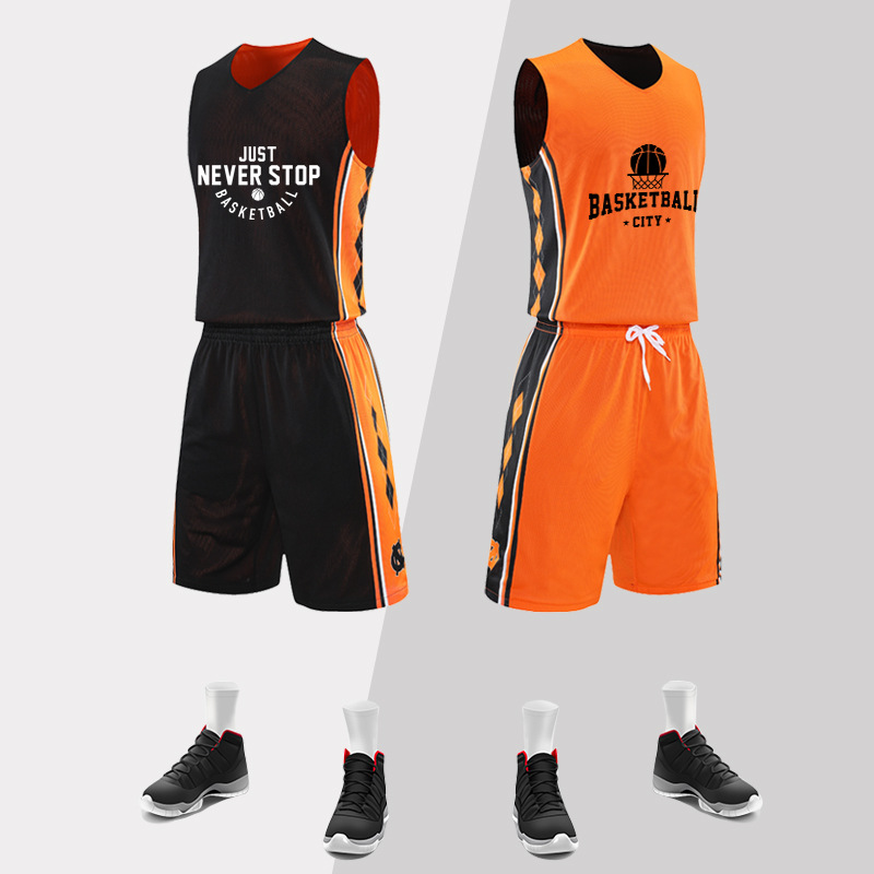 North Carolina Double-sided Basketball Uniform suit Men's Basketball Game Jersey Team Uniform Student Training Jersey Printable