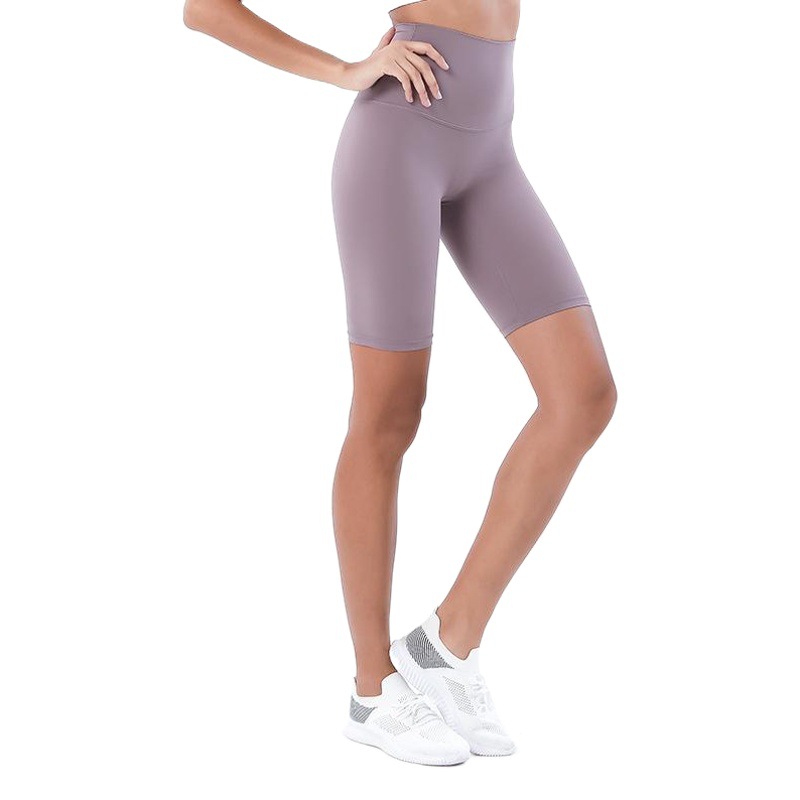 Shorts de gimnasio sin costuras, efecto piel desnuda, cintura alta, realzan glúteos, shorts de yoga ajustados de cinco puntos, pantalones de yoga para fitness