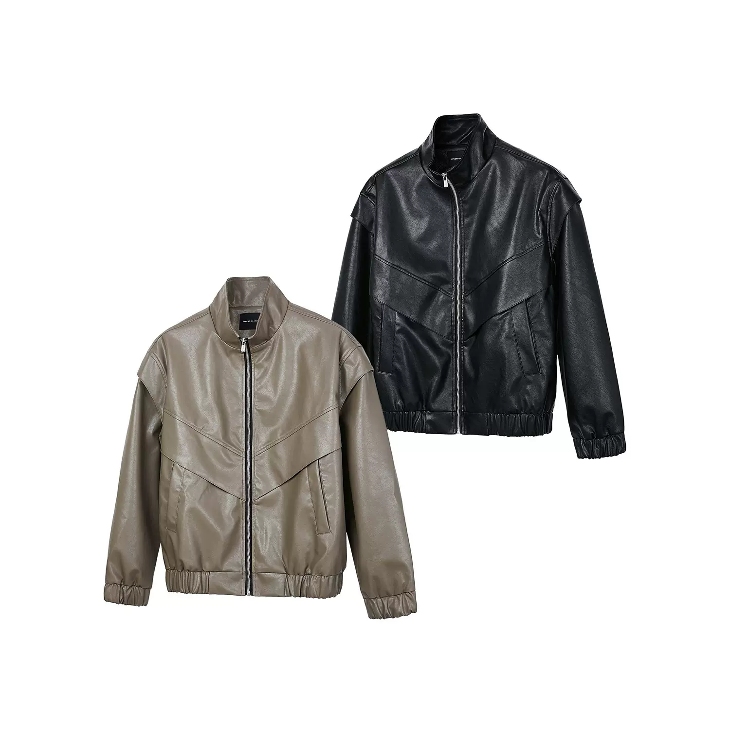 MADEEXTREME 春季街头男装剪裁小众高级感机车夹克外套pu皮衣上衣