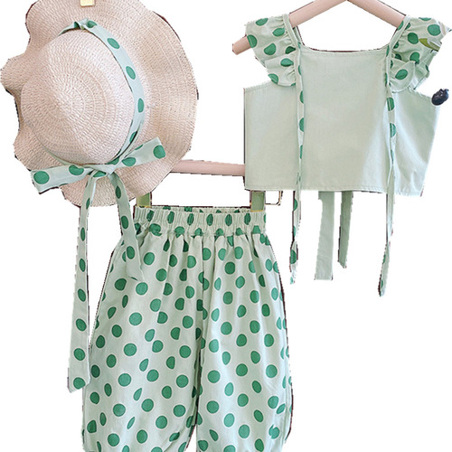 Girls' Summer Sleeveless Set 2024 New Arrival Children's Fashion Han Style Baby Clothes Two-Piece Set