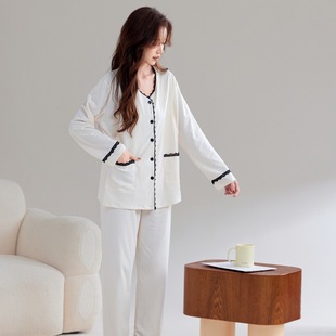 Maternity Long-Sleeve Pajamas for Spring, Waffle Loungewear for Pregnant Women, Postpartum Nursing Set, Summer Thin
