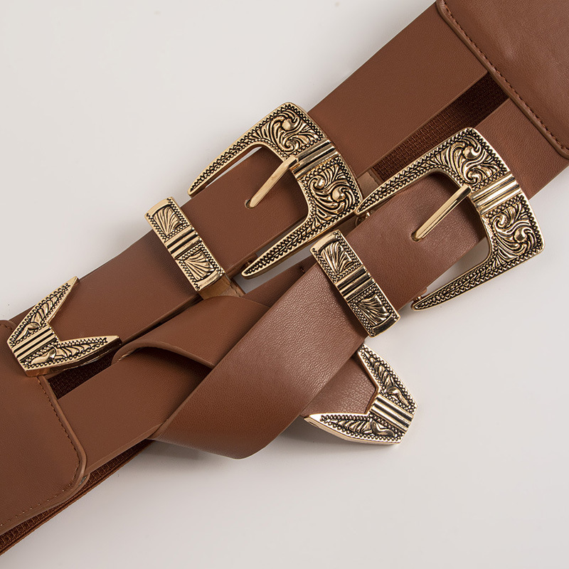Belt Classification Cowboy Style Lines Pu Leather Women's Leather Belts