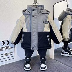 拼接棉服童装男童冬装棉衣外套2025新款儿童上衣棉服加绒加厚帅气
