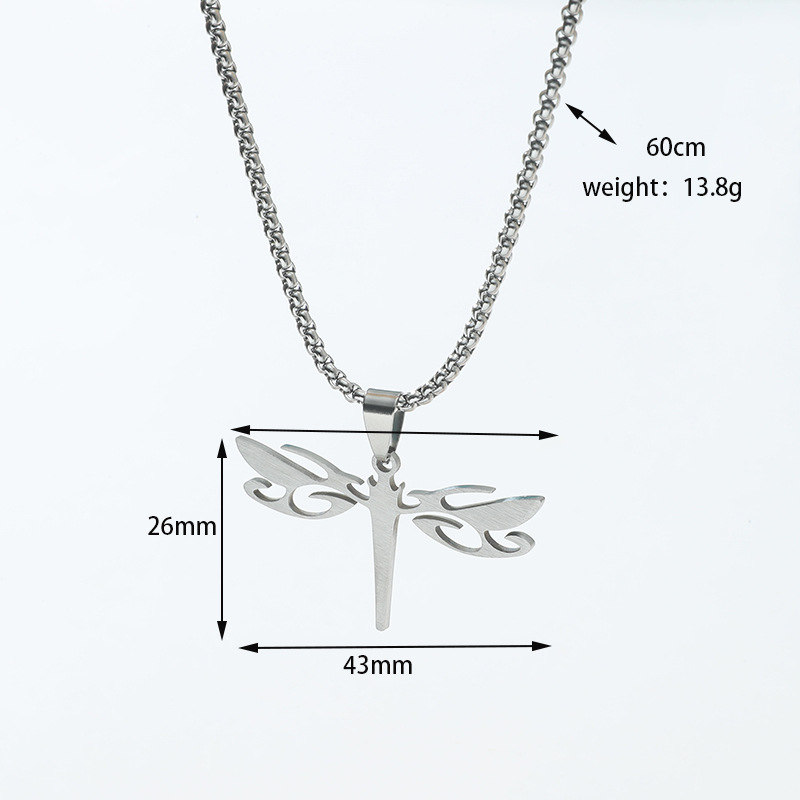Fashion Simple Stainless Steel Hollow Dragonfly Necklace Wholesale Nihaojewelry display picture 1
