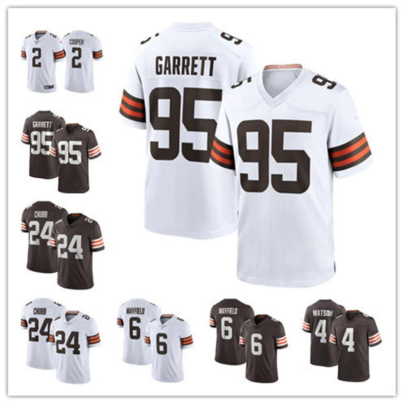 НФЛ Новый Brown Brown Team 24 # CHUBB 95 # GARRETT Легендарный костюм с вышивкой второго поколения C