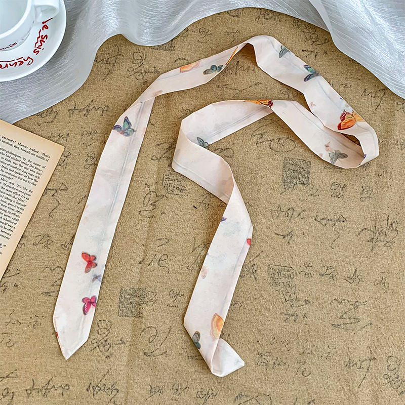 Pañuelo de seda de tira larga, sentido avanzado, nuevo cinturón de bufanda decorativa multifuncional, cinturón para el cabello de estilo nacional, pañuelo en la cabeza, bolso para atar el cabello, serpentina
