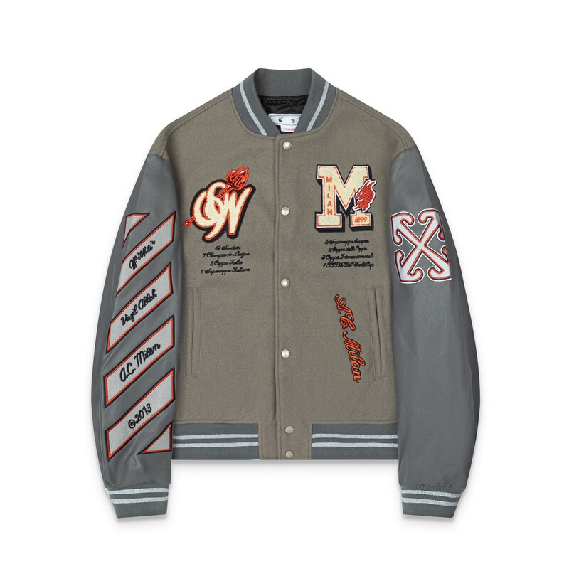 Cross-Border Foreign Trade Wholesale Trendy Brand Off Baseball Jacket New Style Heavy Embroidery Graffiti Unisex Jacket Popular Item