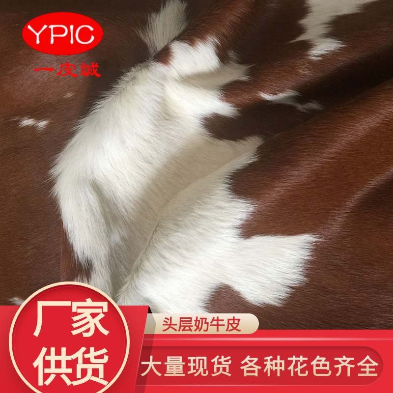 黑棕白色奶牛皮毛一体 家具装饰地毯沙发鞋皮具服装天然真皮皮料