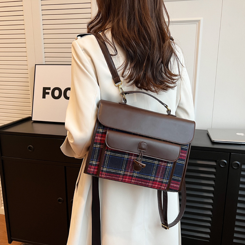2023 New Autumn/winter Woven Plaid Double Single Cross Shoulder Women's Bag with Mermaid Style Korean_voghion.com