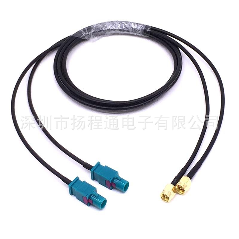 Fakra连接器Z型母头转SMA母头蓝色C型射频线GPS天线连接线174LL