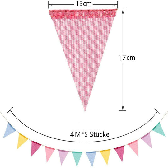 Cross-border Hot Selling Sackcloth Triangle Flag Birthday Party Wedding Flag European Style Holiday Decoration Color Flag in stock