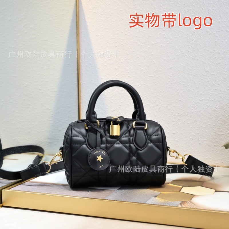跨境货源新款老花波士顿包Oblique 提花拼皮百搭单肩手提斜跨女包|undefined