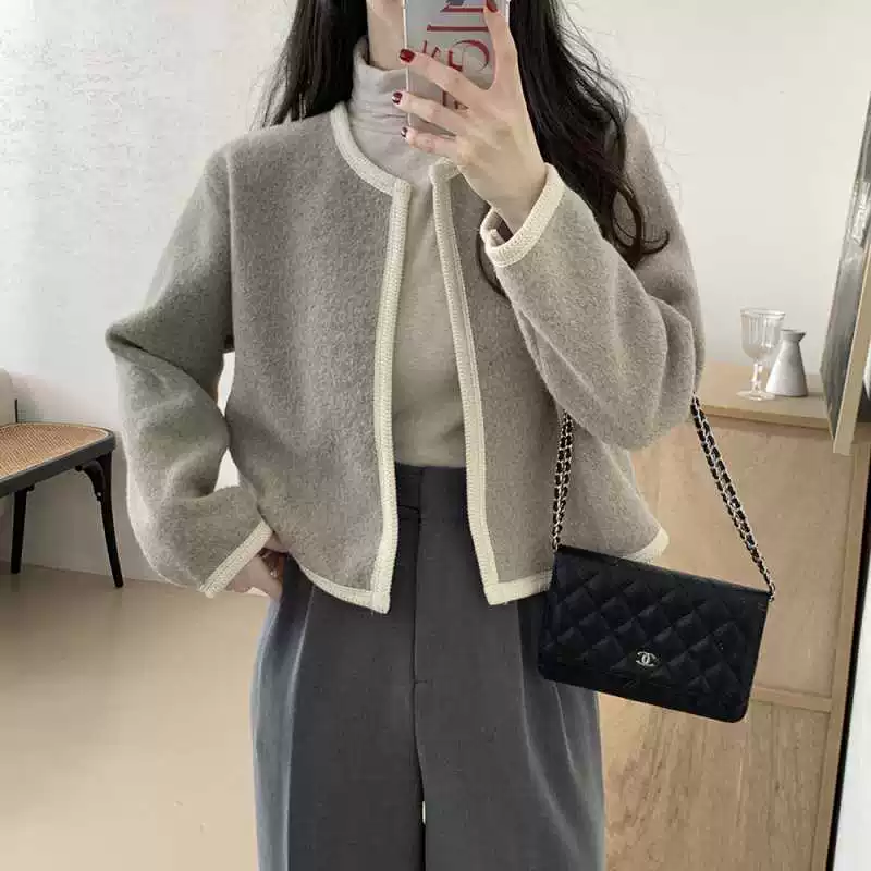 Korean niche versatile tweed short jacket