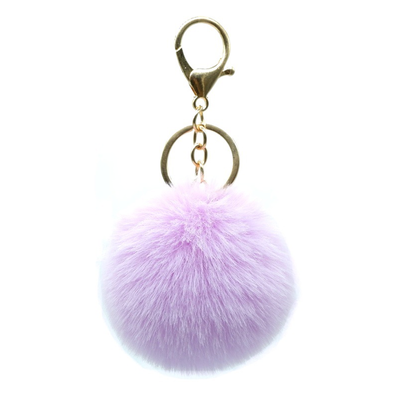 Spot 8cm imitation Rex rabbit fur ball key chain fur ball pendant pompoms luggage accessories cross-border exclusive