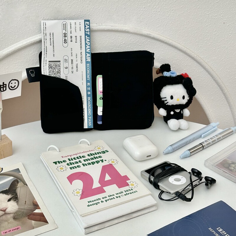 漫画猫パスポートバッグ多機能インスタイルパスポートホルダーチケットホルダーカードバッグドキュメントバッグ収納袋財布バッグ|undefined