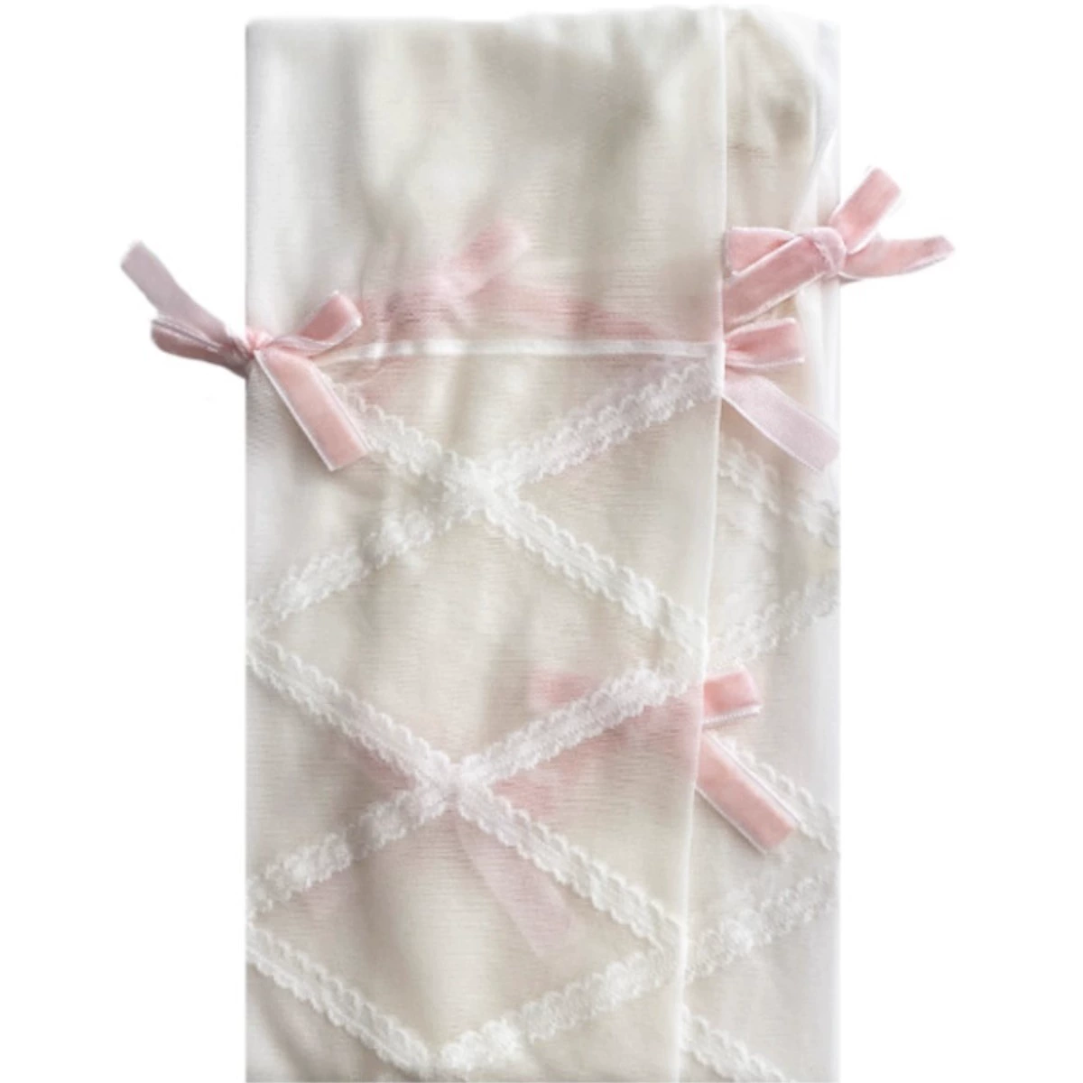 White tights, autumn thin sexy belt with bow, cute knee socks, Lolita style