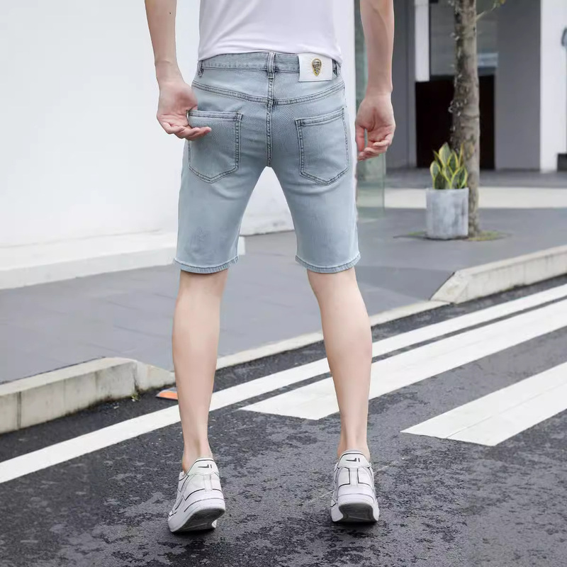 2022 new fashion washed low waist skinny 5 points nightclub fashion boutique jeans shorts men