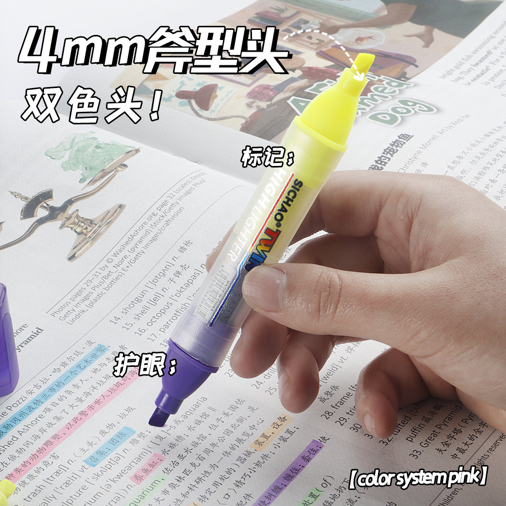 Highlighter Pen triángulo Varilla pluma de doble cabeza transfronteriza recomendar marcador de color pluma de gran capacidad graffiti marcador de color fluorescente