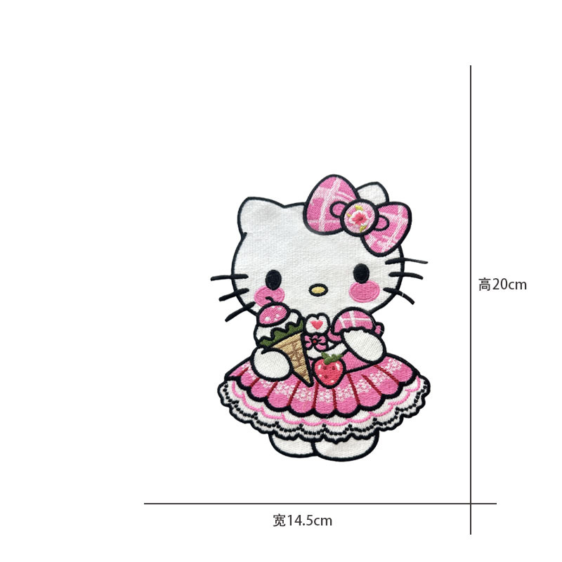 Cartoon al por mayor bordado por computadora kt pegatinas de tela de gato Sanliogou diy pegatinas de parche tejido cesta de ropa adorno accesorios pegatinas