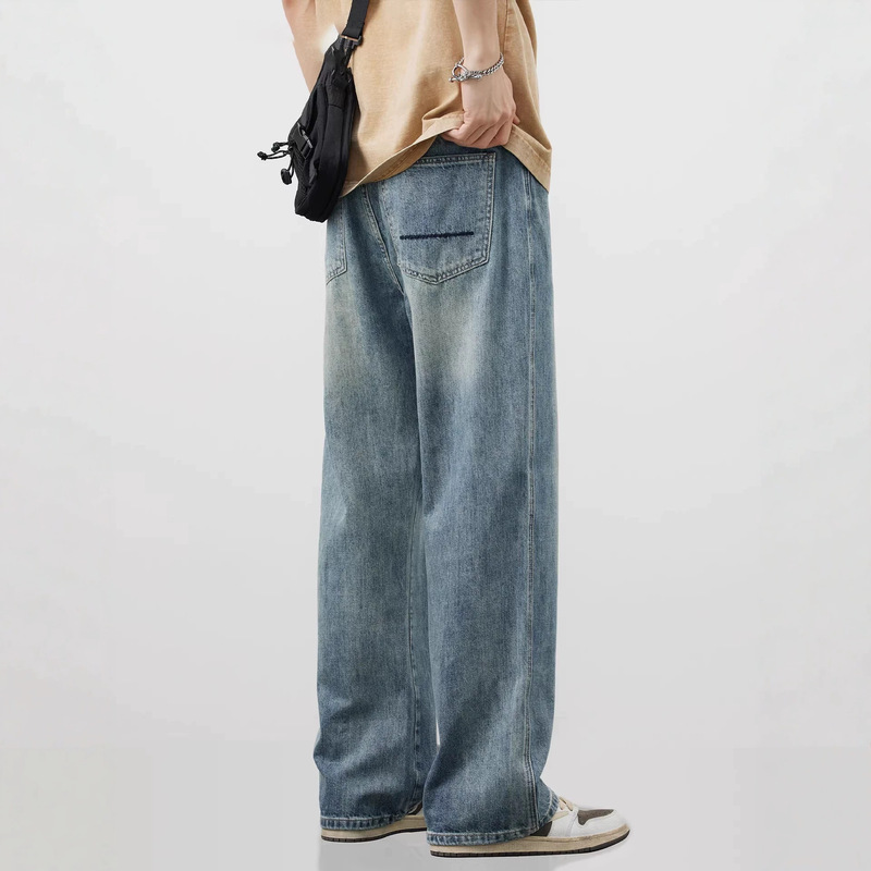 [Ao Ruipeng Endorsement] Popular Blue American-Style Washed Jeans for Men, 2026 Summer New Loose Straight-Leg Pants