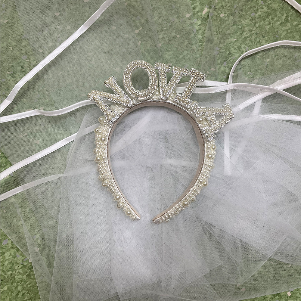 bride Bride Pearl Headband Veil Hair Accessories Wedding European And American Party Supplies Wholesale_voghion.com