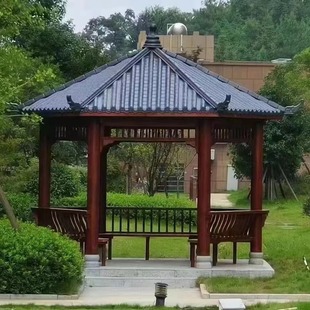 凉亭户外防腐木古建六角亭庭院别墅仿古木屋长廊树脂瓦六角凉亭-阿里巴巴