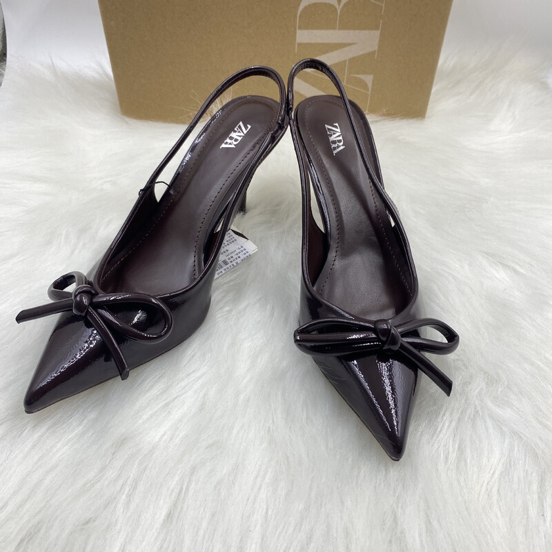 Za2025 Spring and Summer New Elegant Pointed Toe Bow High Heel Sandals Women's Stiletto Toe Back Hollow Shoes