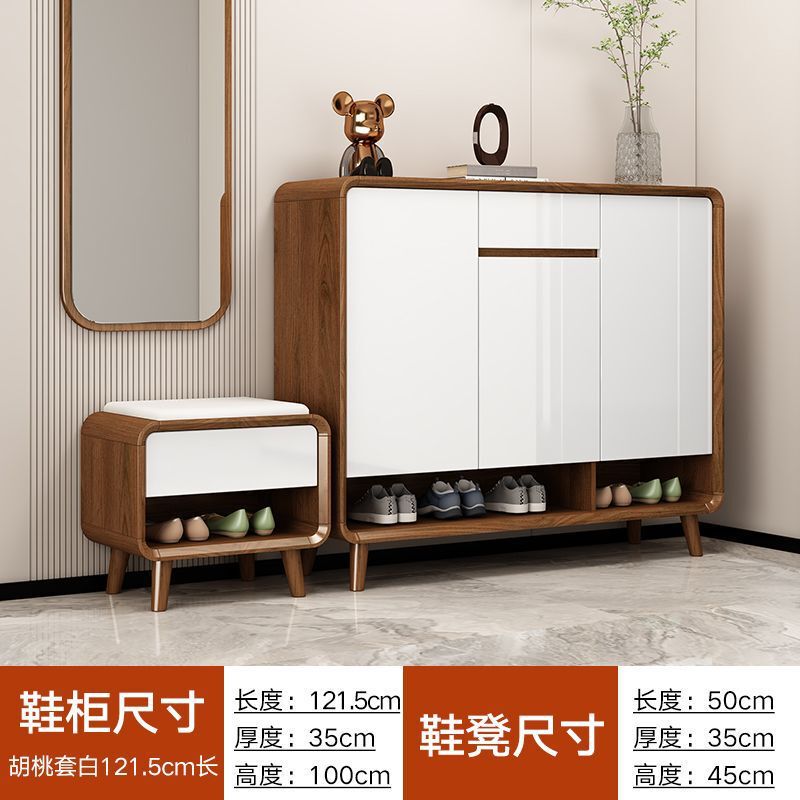 新しい中国風の無垢材の靴キャビネット、家の玄関の玄関収納キャビネット、大容量の多層壁収納キャビネット|undefined