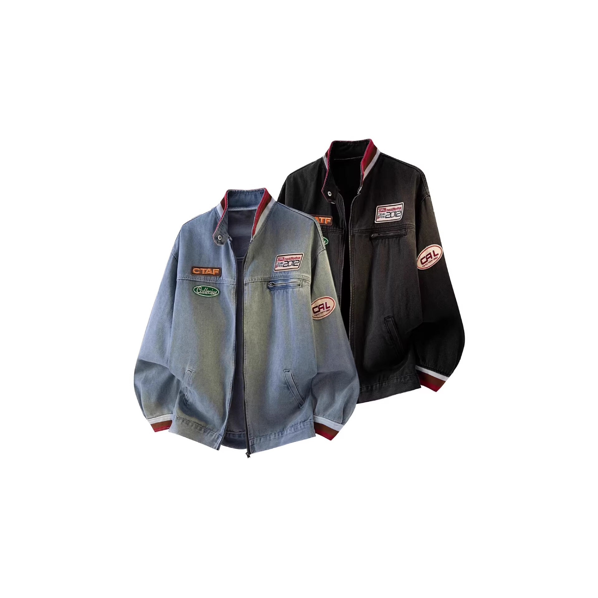 Spring New American Style Letter Embroidered Denim Jacket for Women, Trendy, Versatile, Loose Fit, Couple Style, Stylish Retro Stand Collar Jacket