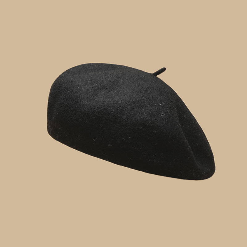 Unisex Beret Hat Lady Autumn-Winter vintage large diameter wool painter hat matching face small paper boy hat_voghion.com
