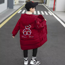 男童冬装加厚棉服外套新款中大儿童棉衣男孩中长款夜光红色棉袄潮
