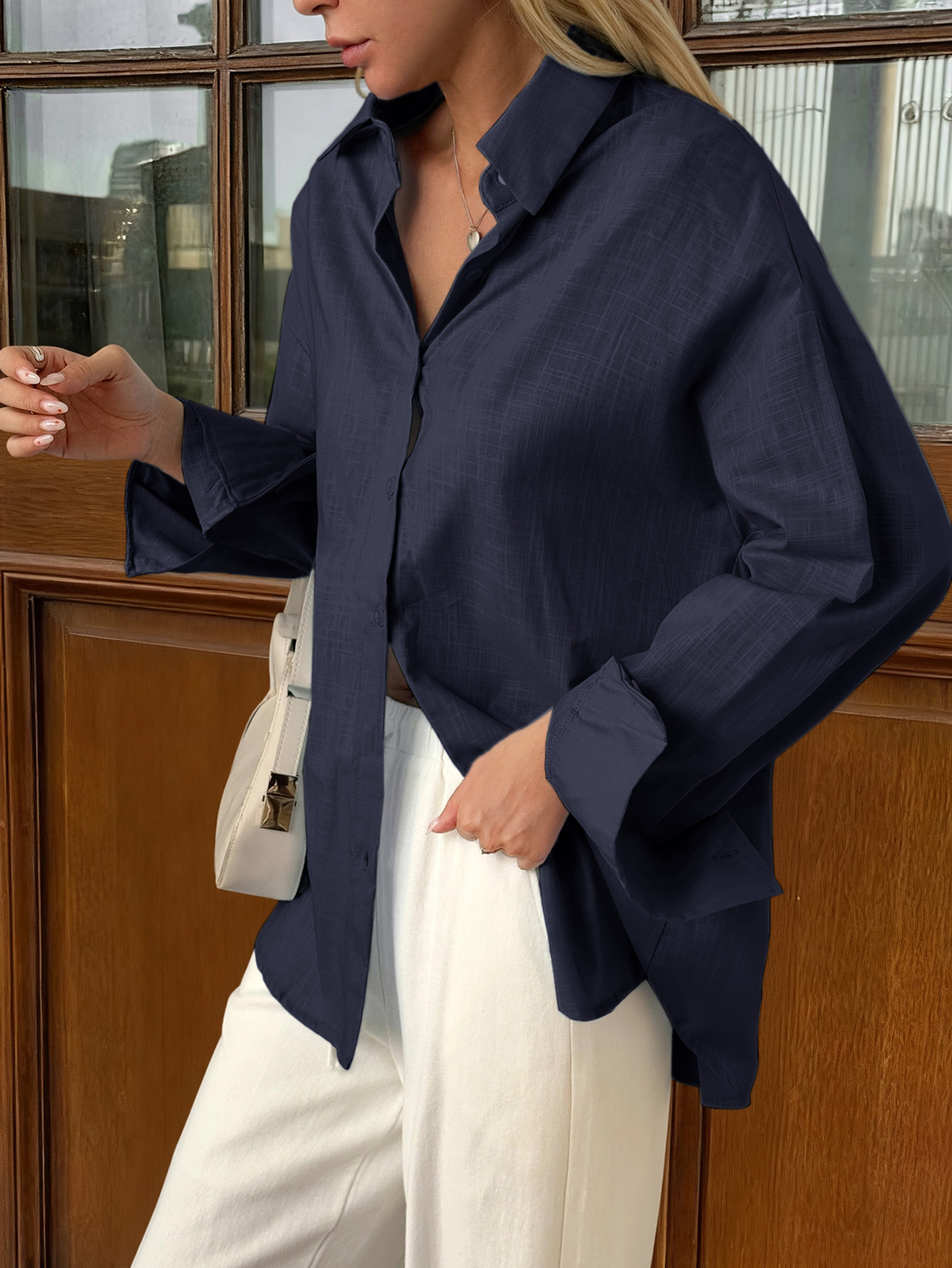 Damen Bluse In Einfarbigem Design Europäischer Modestil Frühling_voghion.com
