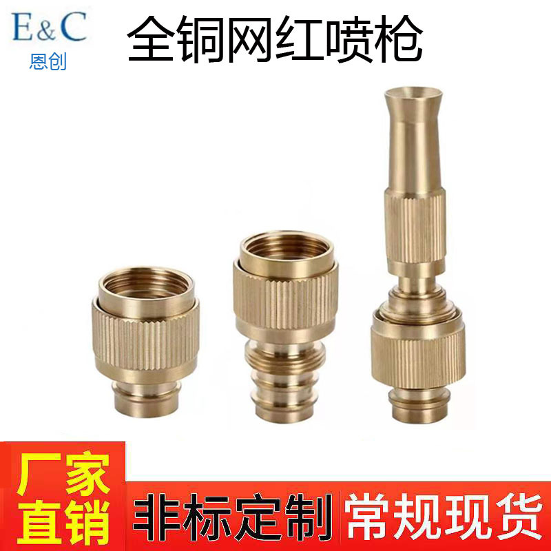 全铜网红可调节高压奶嘴水枪家用洗车4分6分通用