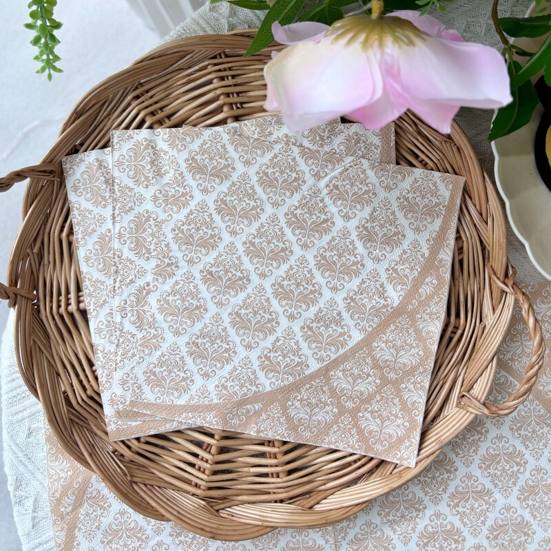 20 Pieces of High-End Brown Patterned Colorful Napkins, Wedding Printed Napkins, Hotel Restaurant Napkins Wholesale 33cm 20 Pieces of High-End Brown Patterned Colorful Napkins, Wedding Printed Napkins, Hotel Restaurant Napkins Wholesale 33cm