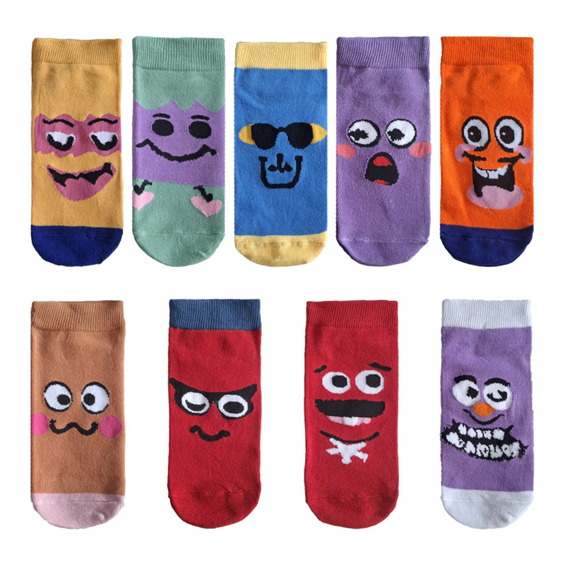Zhuji Socks: Funny Expression Smiley Face Candy Color Trendy Socks, Breathable Spring/Summer Cartoon Mid-Calf Casual Children's Socks Zhuji Socks: Funny Expression Smiley Face Candy Color Trendy Socks, Breathable Spring/Summer Cartoon Mid-Calf Casual Children's Socks