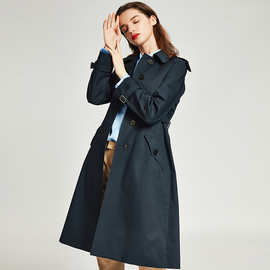 2025年春秋新款中长单排扣女式风衣气质简约修身大衣外套 FYL0011